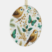 Gouden Vogels en Smaragdgroene Vlinders Keramisch Ornament (Rechts)