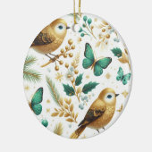 Gouden Vogels en Smaragdgroene Vlinders Keramisch Ornament (Links)