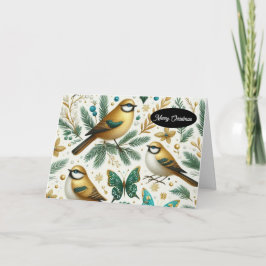 Gouden vogels en smaragdvlinder feestdagen kaart