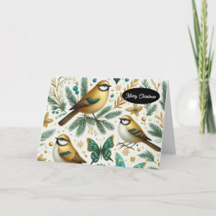 Gouden vogels en smaragdvlinder feestdagen kaart