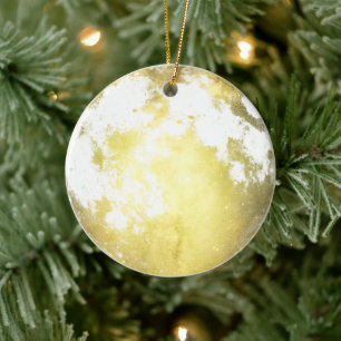 Gouden Volle Maan Kerstvakantie Keramisch Ornament