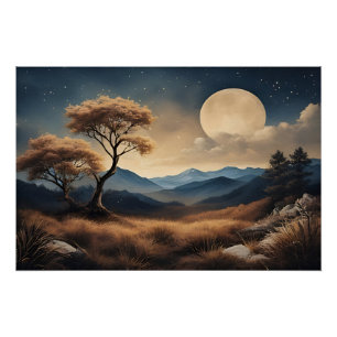 Gouden Volle Maan Nacht Perfect Poster