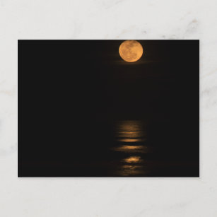 gouden volle maan over oceaan briefkaart
