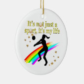 GOUDEN VOLLEYBAL IS MIJN LEVENSONTWERP KERAMISCH ORNAMENT (Rechts)