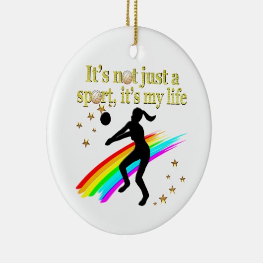 GOUDEN VOLLEYBAL IS MIJN LEVENSONTWERP KERAMISCH ORNAMENT (Rechts)