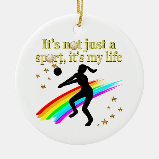 GOUDEN VOLLEYBAL IS MIJN LEVENSONTWERP KERAMISCH ORNAMENT (Voorkant)