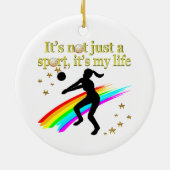 GOUDEN VOLLEYBAL IS MIJN LEVENSONTWERP KERAMISCH ORNAMENT (Achterkant)