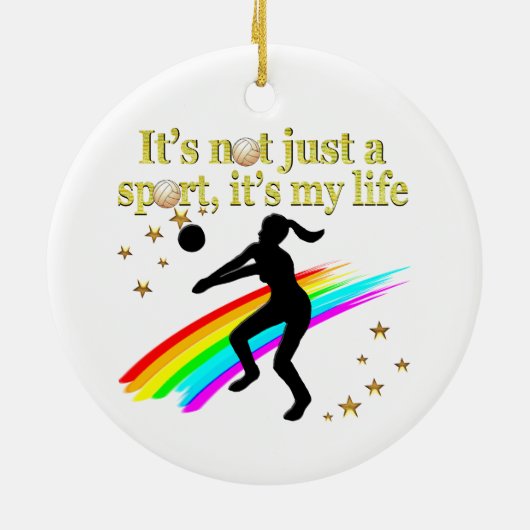 GOUDEN VOLLEYBAL IS MIJN LEVENSONTWERP KERAMISCH ORNAMENT (Achterkant)