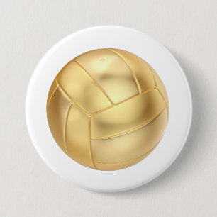 Gouden volleybal of voetbal ronde button 7,6 cm