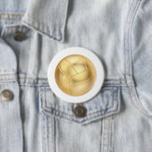 Gouden volleybal of voetbal ronde button 7,6 cm (In situ)