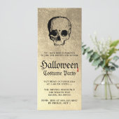 Gouden volwassen Halloween Party Skull uitnodiging (Staand voorkant)