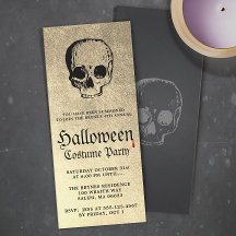 Gouden volwassen Halloween Party Skull uitnodiging