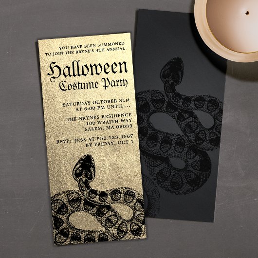 Gouden volwassen Halloween Party Slang uitnodiging