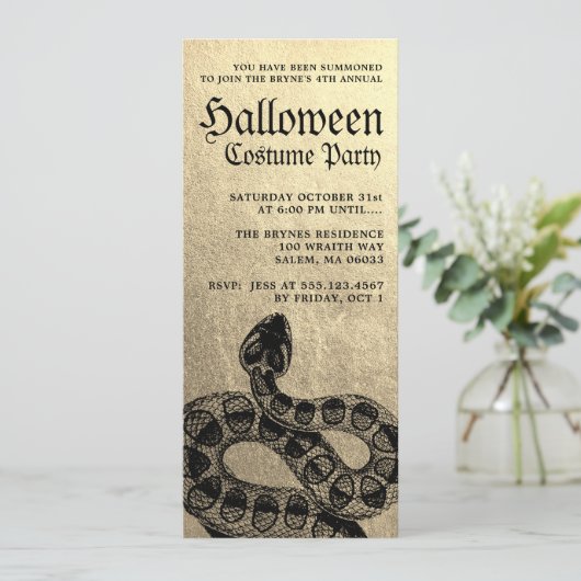 Gouden volwassen Halloween Party Slang uitnodiging (Staand voorkant)