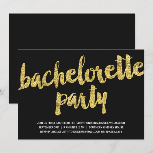 Gouden vonken | Glitter uitstraling vrijgezellenfe Kaart (Voorkant / Achterkant)