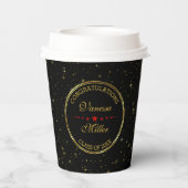 Gouden vonken over zwarte achtergrond - Afstuderen Papieren Bekers (Achterkant)