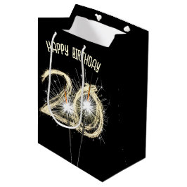 Gouden vonken voor 20e verjaardag medium cadeauzakje