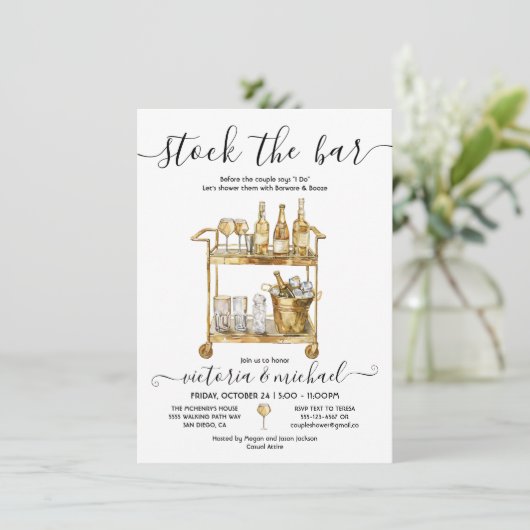 Gouden Voorraad de Bar Cocktail bar winkelwagen Do Kaart (Staand voorkant)