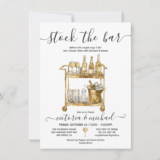 Gouden Voorraad de Bar Cocktail bar winkelwagen Do Kaart (Voorkant)