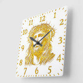 Gouden voorstelling van Jezus Christus met kroon Vierkante Klok (Hoek)