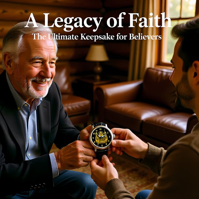 Gouden voorstelling van Jezus met opgeheven handen Horloge (Creator heeft geüpload)