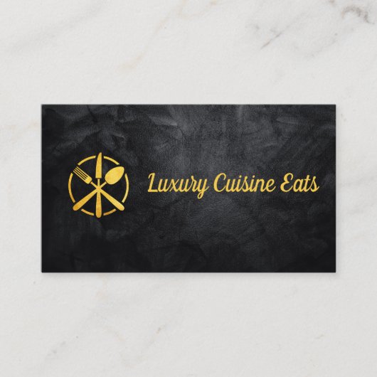 Gouden vorkmeslepel visitekaartje (Voorkant)