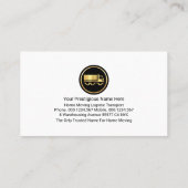 Gouden Vrachtwagen die Huis bewegen Visitekaartje (Achterkant)