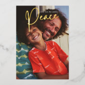 Gouden Vrede Elegante Religieuze Foto Folie Feestdagenkaart (Voorkant)