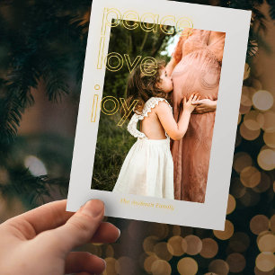 Gouden Vrede Liefde Vreugde Kerstkaart Folie Uitnodiging