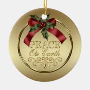 Gouden Vrede op Bessen van de Hulst van het Lint Keramisch Ornament