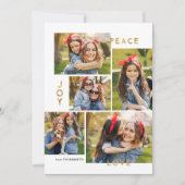 Gouden Vrede Vreugde Liefde 5 Fotocollage Kerstmis Feestdagenkaart (Voorkant)