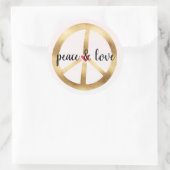 Gouden Vredesteken met Hart Ronde Sticker (Tas)