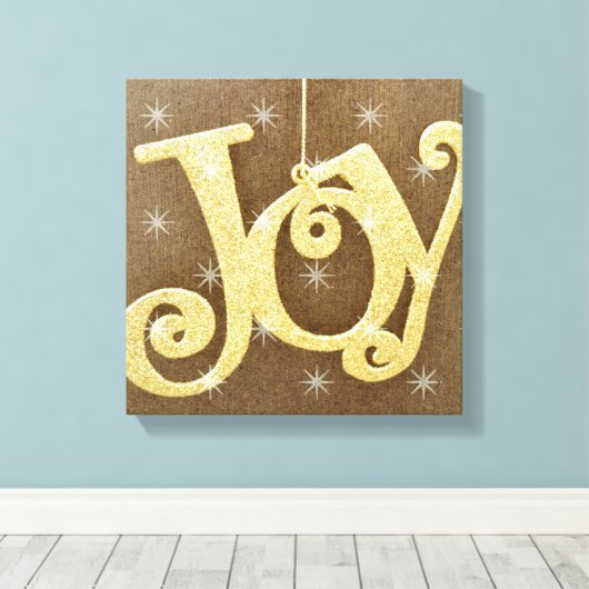 Gouden Vreugde Kerstmis Canvas Print (Insitu (Houten vloer))