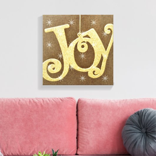 Gouden Vreugde Kerstmis Canvas Print (Insitu (Woonkamer))