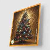 "Gouden vreugdevolle kerst" Vierkante Klok (Hoek)