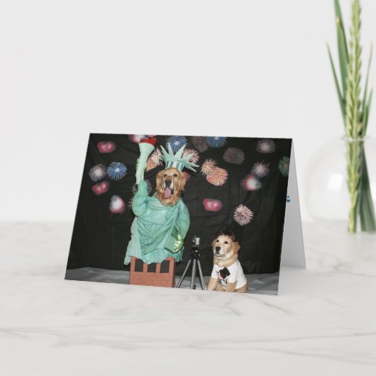 Gouden Vrijheidsbeeld voor 4 juli Kaart (Voorkant)