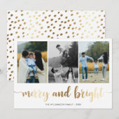 Gouden vrolijk en helder script | Vakantiefoto Feestdagenkaart (Voorkant / Achterkant)