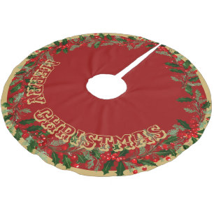 Gouden vrolijk kerstfeest geborsteld polyester ker kerstboom rok