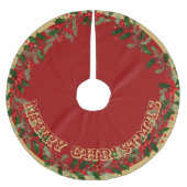 Gouden vrolijk kerstfeest geborsteld polyester ker kerstboom rok (Voorkant)
