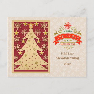 Gouden vrolijk kerstfeest & gelukkig nieuwjaar & s briefkaart
