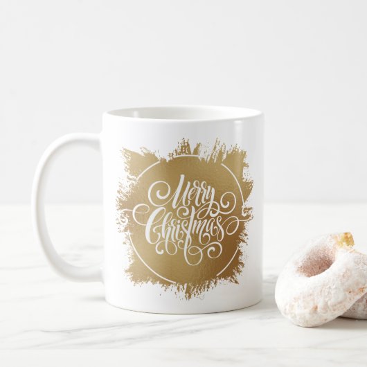Gouden vrolijk kerstfeest koffiemok (Met donut)