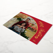 Gouden vrolijk kerstfeest script folie feestdagenkaart (Gedraaid)