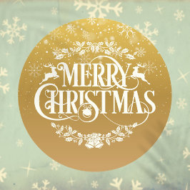 Gouden vrolijk kerstfeest sneeuwvlokken ronde sticker