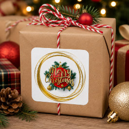 Gouden vrolijk kerstfeest sticker
