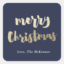 Gouden vrolijk kerstfeest sticker namaak folie