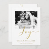 Gouden Vrolijk Nieuwjaar Moderne Foto Uitnodiging (Voorkant / Achterkant)