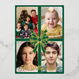 Gouden vrolijke kerst met gouden boog, Afbeeldinge Folie Feestdagenkaart