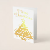 Gouden Vrolijke Kerstboom Folie Kaarten (Voorkant)