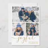 Gouden vrolijke kerstkaart met 3 foto's (Voorkant)