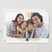 Gouden Vrolijke Kerstmis, 2-foto berijpte terug Feestdagenkaart (Voorkant)